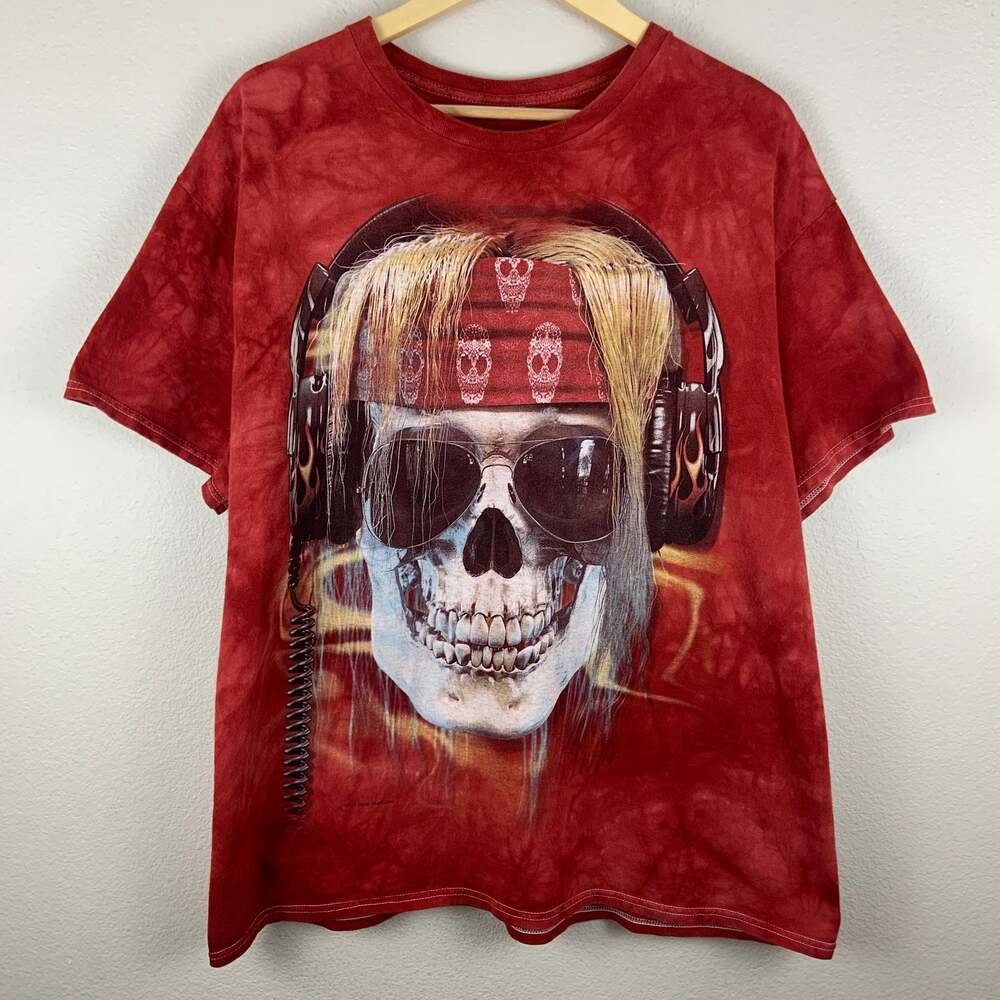 The Mountain Skull Rocker Red Tie Dye T-Shirt.